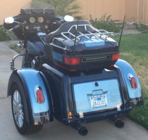 shiny blue customized trike 5