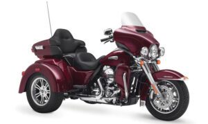 maroon and black custom trike