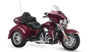 maroon trike with leather seat
