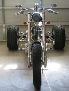 silver and black custom trike