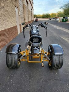 black and yellow customized trike