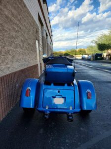 shiny blue customized trike 4