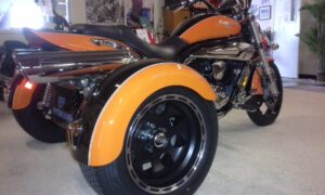orange and black custom trike