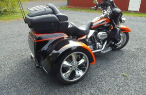 black and orange customized trike