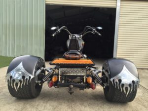 black silver and orange trike