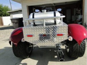 red and silver custom trike
